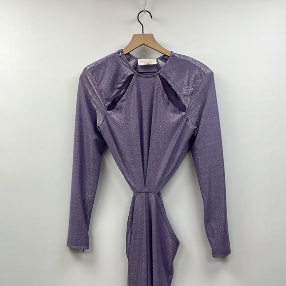 Bronx and Banco Amara Cut-Out Slit Gown Maxi Dress Formal Metallic Purple 12 - Picture 5 of 14